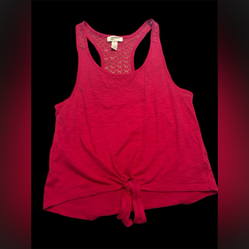 Arizona Jean Company Red Tank Top with Lace Detail